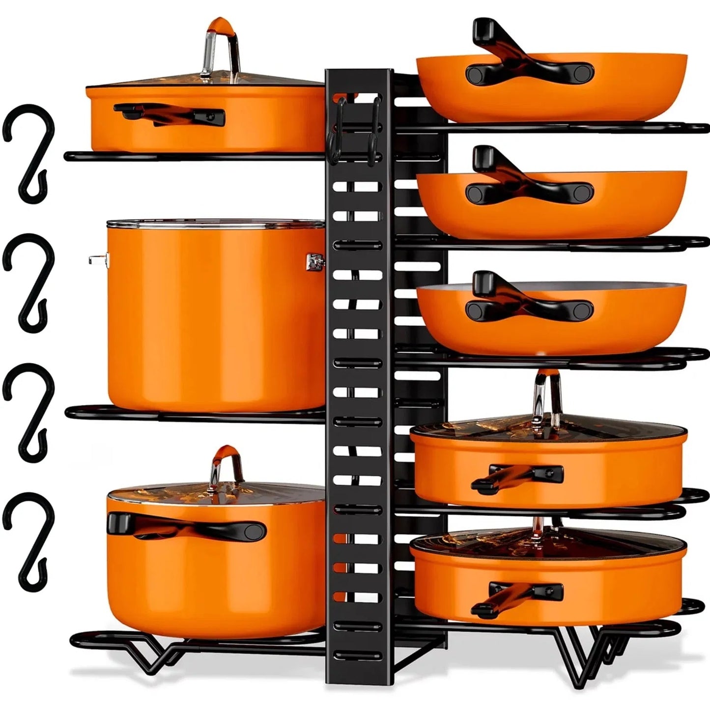 Pot Organizer Rack 8 Tiers Pots And Pans Organizer, Pot Lid Organizer For Kitchen Cabinet Cookware Organizers And Storage,Upgraded