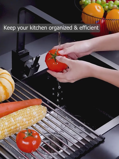 Folding Kitchen Drain Sink Rack Stainless Steel